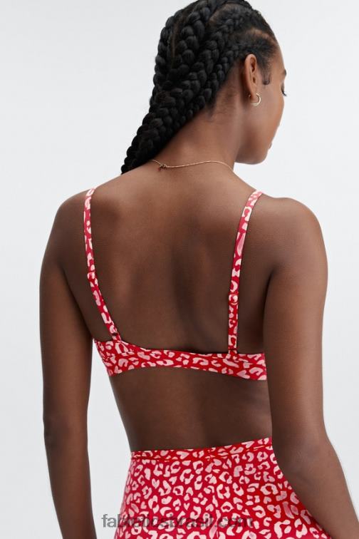 Fabletics alto beijo de leopardo vermelho 420HR1546 bralette triângulo de toque fino mulheres - Image 3