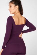 Fabletics ameixa perfeita 420HR2684 top mangas compridas de malha emilia sculpt ii mulheres - Image 3