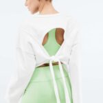 Fabletics Braco suave 420HR2525 pulôver manga longa skye com amarração nas costas mulheres