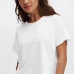Fabletics branco 420HR2049 camiseta de manga curta com torção nas costas ecologicamente correta mulheres