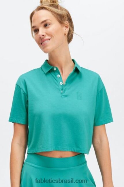 Fabletics cerceta escura 420HR2007 polo de manga curta boxy de tênis universal mulheres