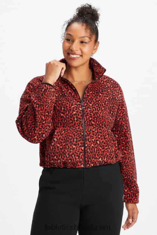 Fabletics elétrico cereja clássico leopardo/preto 420HR2779 rayne polar polar com zíper mulheres - Image 1