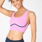 Fabletics lilás nebuloso/nova azul 420HR1900 sutiã esportivo malha freya mulheres
