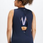 Fabletics marinha profunda 420HR2123 tanque traseiro aberto dry-flex mulheres