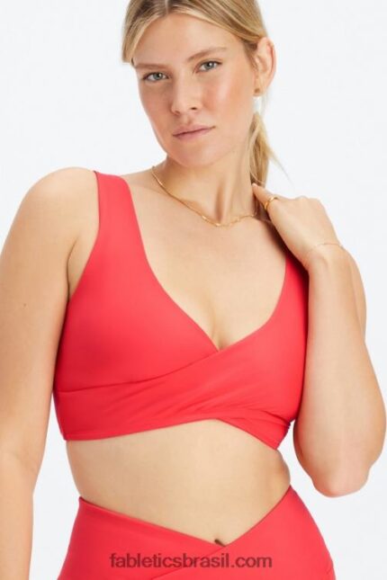 Fabletics morango vermelho 420HR1515 sutiã esportivo crossover de baixo impacto mulheres
