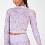 Fabletics nuvem lilás/rosa fosca 420HR2702 Courtney Blusa manga longa sem costura mulheres