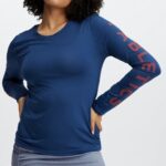 Fabletics peônia marinho/vermelho rio 420HR2618 phoenix lite blusa manga longa mulheres