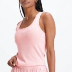 Fabletics pó de urze rosa 420HR2268 regata com nervuras restoreknit mulheres