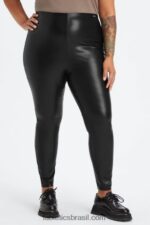 Fabletics preto 420HR1064 legging de couro vegano mulheres