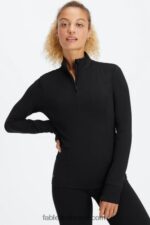 Fabletics preto 420HR2583 fênix meio zíper camada intermediária mulheres