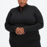 Fabletics preto 420HR2584 fênix meio zíper camada intermediária mulheres