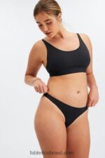 Fabletics preto 420HR2844 tanga de toque fino mulheres