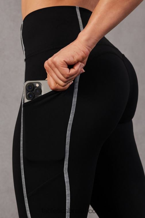 Fabletics preto/branco clássico 420HR829 legging oasis pureluxe cintura alta 7/8 57 mulheres - Image 3