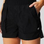 Fabletics preto/prata reflexivo 420HR604 short de náilon com cintura ultra alta mulheres