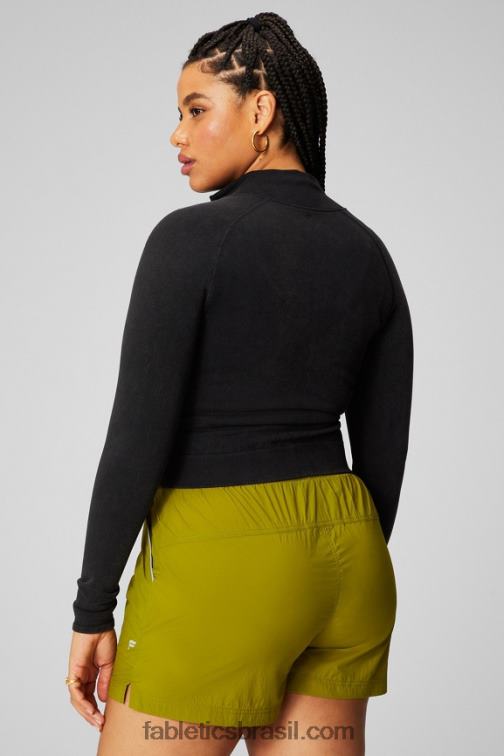 Fabletics preto vintage 420HR2749 jaqueta cropped sem costura em nuvem mulheres - Image 2