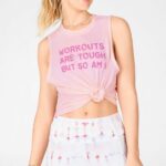 Fabletics rosa ruborizado 420HR2416 tanque de músculo cortado mulheres