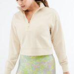 Fabletics tapioca 420HR2692 pulôver de meio zíper kat mulheres