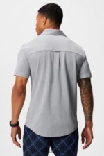 Fabletics urze cinza clássico 420HR3539 o botão de manga curta traço para cima homens - Image 2