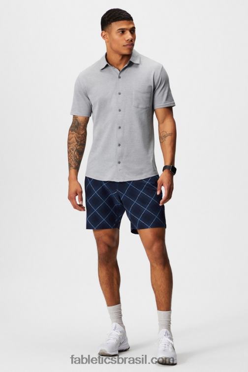 Fabletics urze cinza clássico 420HR3539 o botão de manga curta traço para cima homens - Image 3