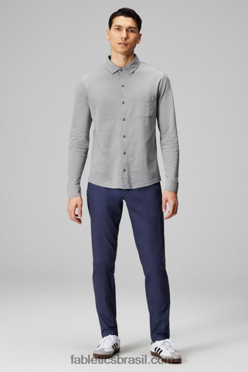 Fabletics urze cinza clássico 420HR3584 o botão de manga longa traço para cima homens - Image 3