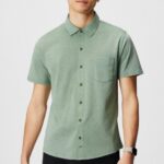 Fabletics urze neo-oliva 420HR3538 o botão de manga curta traço para cima homens