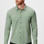 Fabletics urze neo-oliva 420HR3583 o botão de manga longa traço para cima homens